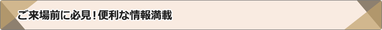 ご来場前に必見！便利な情報満載